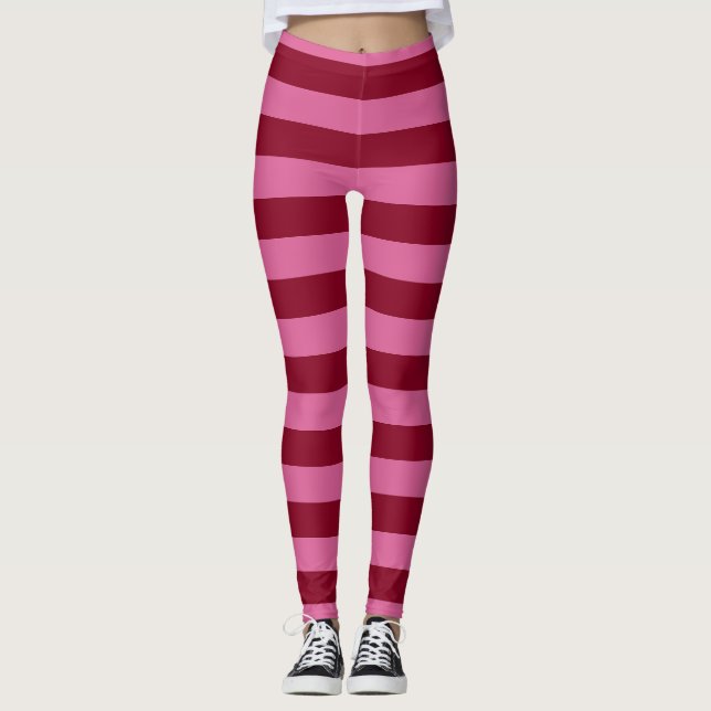 Salsa Flamingo Pink Stripe Leggings (Front)