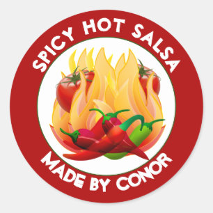 Salsa Hot Flames Circle Classic Round Sticker