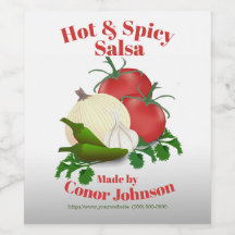 Salsa Hot & Spicy 3.5" x 4" Food Label