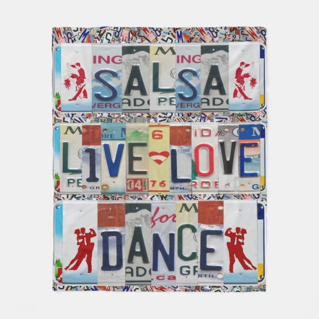 salsa LIVE LOVE DANCE LICENSE PLATES Ballet Dancin Fleece Blanket (Front)