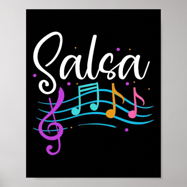 Salsa Musical Notes Latin Music Dance  Poster (Front)