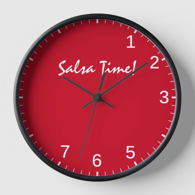 Salsa Time Clock Fun Latin Dancing Step Rhythm Red (Front)