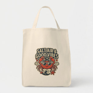 Salt Air & Good Vibes Vintage Beach Tote Bag