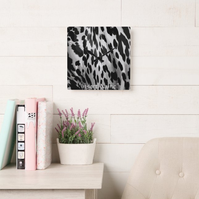 Salt and Pepper Hide Square Wall Clock (Reading Room)