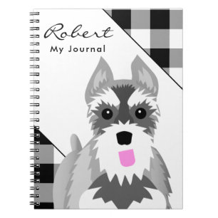 Salt and Pepper Schnauzer Tartan Plaid Notebook