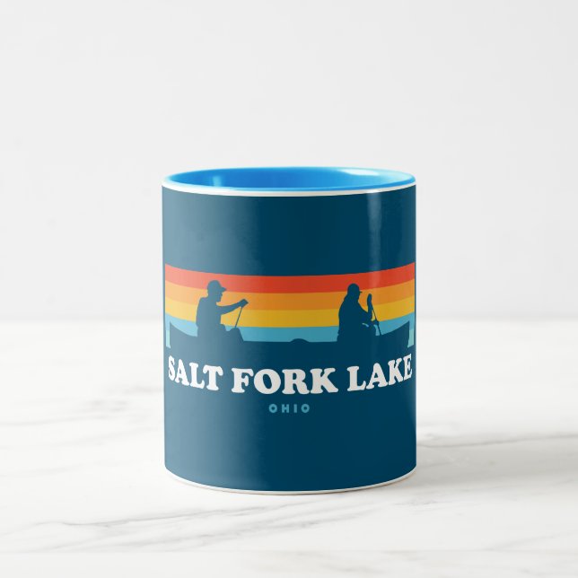 Salt Fork Lake Ohio Canoe Two-Tone Coffee Mug (Center)