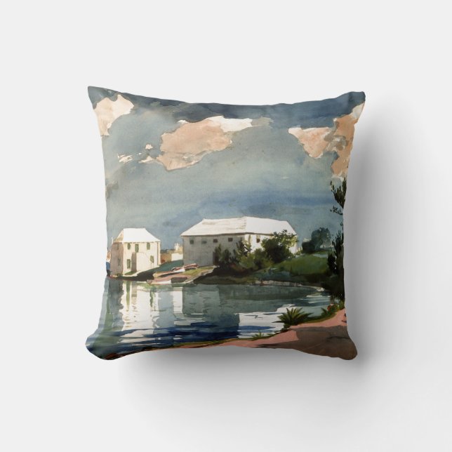 Salt Kettle, Bermuda painting by Winslow Homer Cushion (Front)