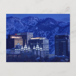 Salt Lake City Downtown Winter Skyline Postcard