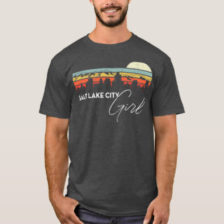 Salt Lake City Girl Retro Sunset City Skyline Souv T-Shirt