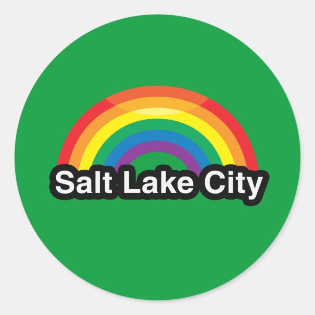 SALT LAKE CITY LGBT PRIDE RAINBOW CLASSIC ROUND STICKER (Front)