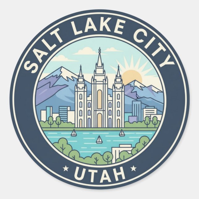 Salt Lake City Skyline Utah Classic Round Sticker (Front)