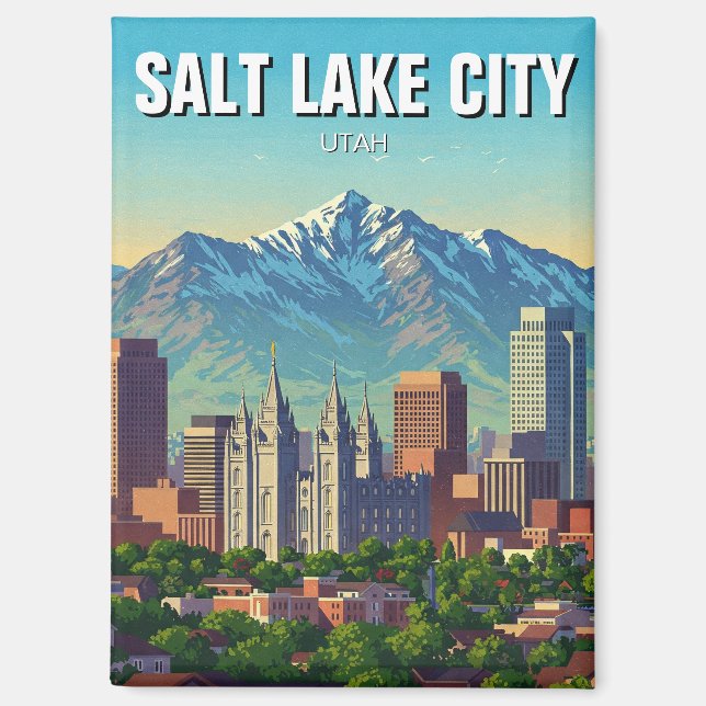 Salt Lake City Skyline Utah Magnet (Front)