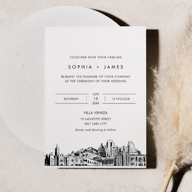 Salt Lake City Skyline Wedding Invitation (Creator Uploaded)