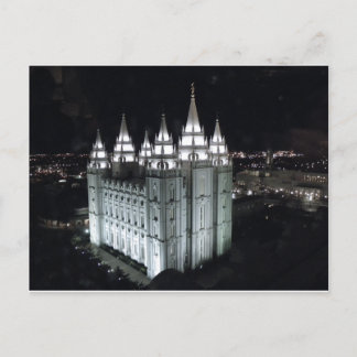 Salt Lake City Temple at night. Postcard