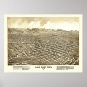 Salt Lake City, UT Panoramic Map - 1875 Poster