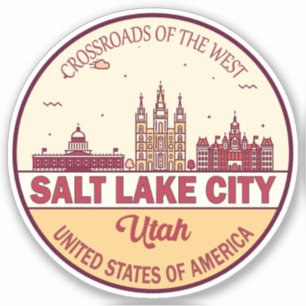 Salt Lake City Utah City Skyline Emblem