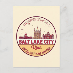 Salt Lake City Utah City Skyline Emblem Postcard