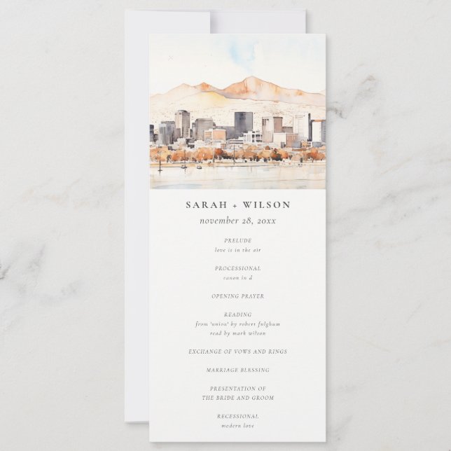 Salt Lake City, Utah Landscape Wedding Program (Front)