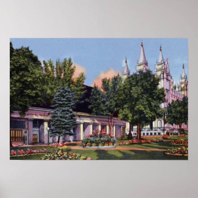 Salt Lake City Utah Mormon Tabernacle and Temple Poster (Front)