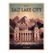 Salt Lake City Utah Retro Travel Poster