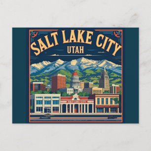 Salt Lake City Utah retro vintage Travel Postcard