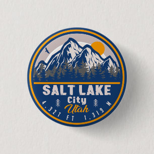 Salt Lake City Utah Ski Souvenir Retro Vintage 80s 3 Cm Round Badge