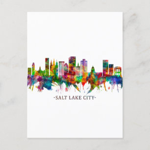 Salt Lake City Utah Skyline Holiday Postcard