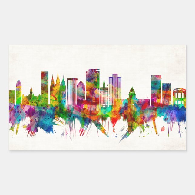 Salt Lake City Utah Skyline Rectangular Sticker (Front)