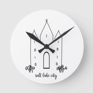 salt lake city utah temple simple modern round clock