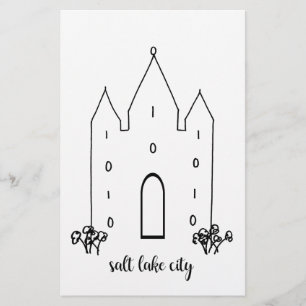 salt lake city utah temple simple modern stationery