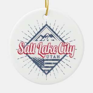 Salt Lake City Utah United States Mountains USA Ceramic Ornament