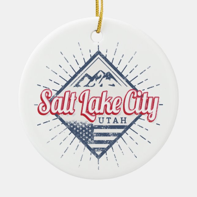 Salt Lake City Utah United States Mountains USA Ceramic Ornament (Front)