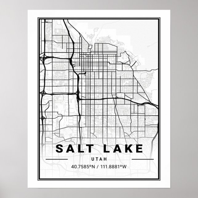 Salt Lake City Utah USA Travel City Map Poster (Front)