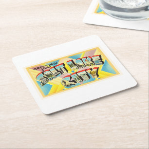 Salt Lake City Utah UT Old Vintage Travel Souvenir Square Paper Coaster