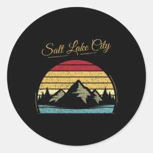 Salt Lake City Utah - Vintage Hiking Outdoors Natu Classic Round Sticker