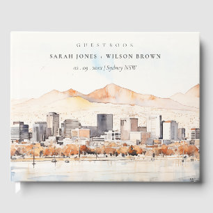 Salt Lake City, Utah Watercolor Landscape Wedding Guest Book