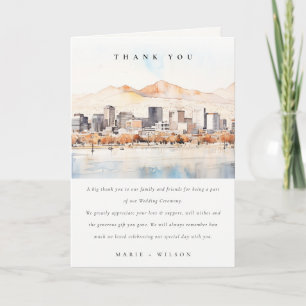 Salt Lake City, Utah Watercolor Landscape Wedding Thank You Card