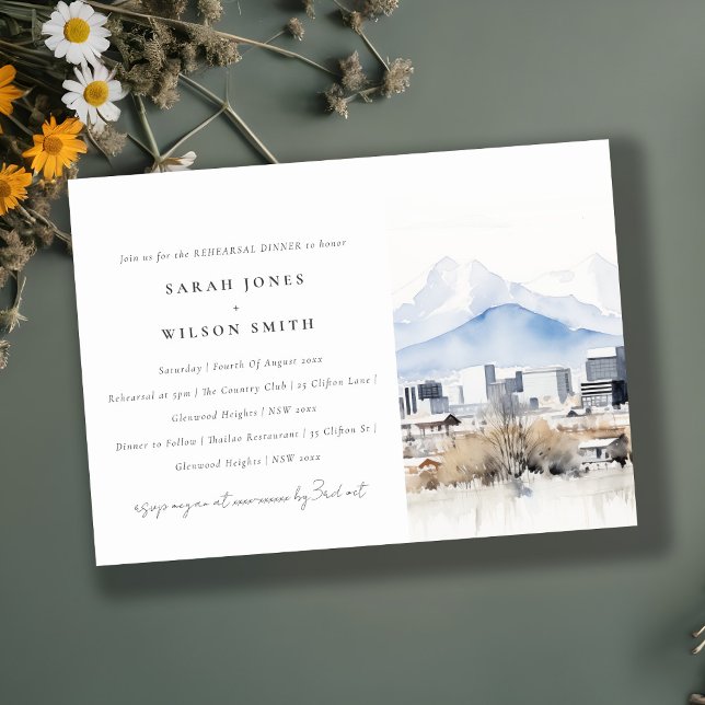 Salt Lake City Utah Watercolor Rehearsal Dinner Invitation (Creator Uploaded)