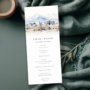 Salt Lake City Utah Watercolor Wedding Program
