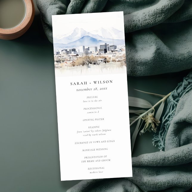 Salt Lake City Utah Watercolor Wedding Program (Creator Uploaded)