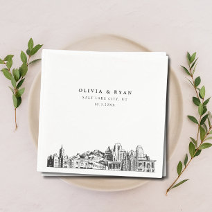 Salt Lake City Wedding Paper Cocktail Napkin