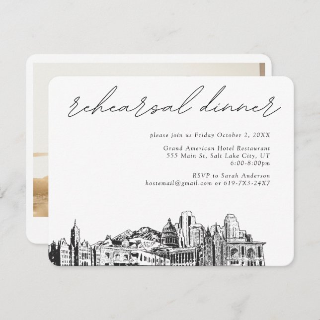 Salt Lake City Wedding Rehearsal Enclosure Card (Front/Back)