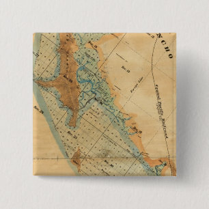 Salt marsh and tide lands map 15 cm square badge