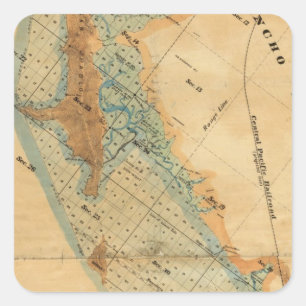 Salt marsh and tide lands map square sticker