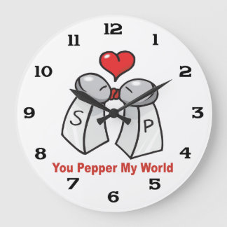 Salt n Pepper Shaker Valentines Large Clock