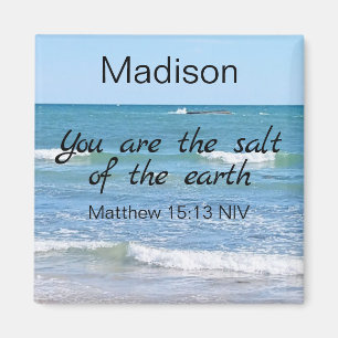 Salt of the Earth Photo of Ocean Bible Verse Magnet
