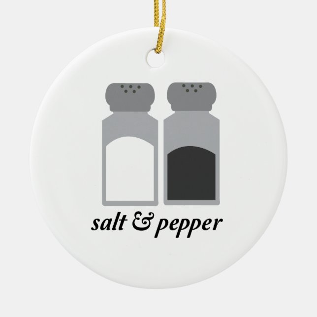 Salt & Pepper 1 Ceramic Tree Decoration (Front)