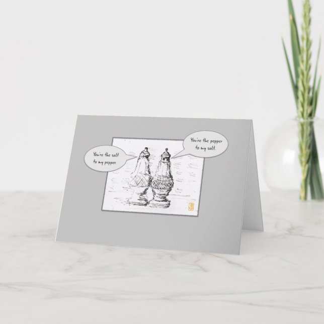 Salt & Pepper on Grey Flirty Romantic Card (Front)