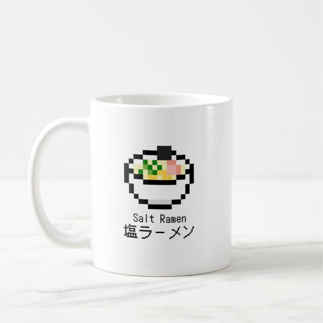 Salt Ramen Retro Pixel Art Coffee Mug (Left)