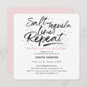 Salt Tequila Lime Repeat Bachelorette Party Invitation